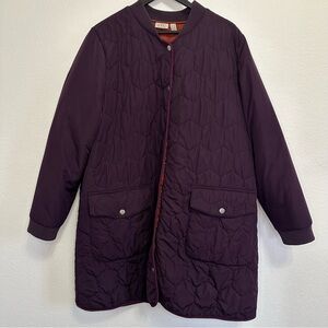 LOGO by Lori Goldstein Dark Purple Quilted Coat Size 1X